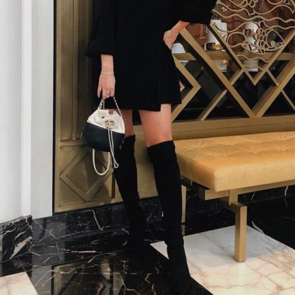 Adrienne Vittadini Tarik Black Suede Leather Over the Knee Fall Boots Size 6.5 - Picture 1 of 8